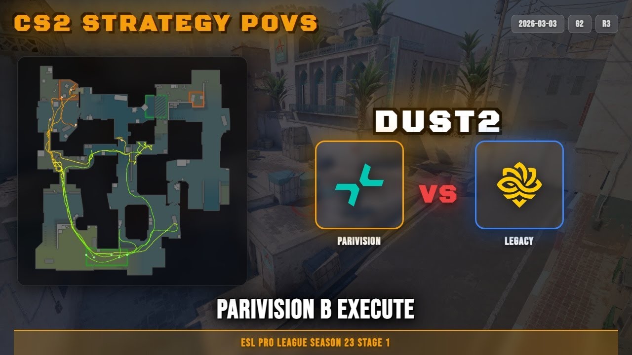 PARIVISION B Execute vs Legacy - Dust2 - ESL Pro League Season 23 Stage 1