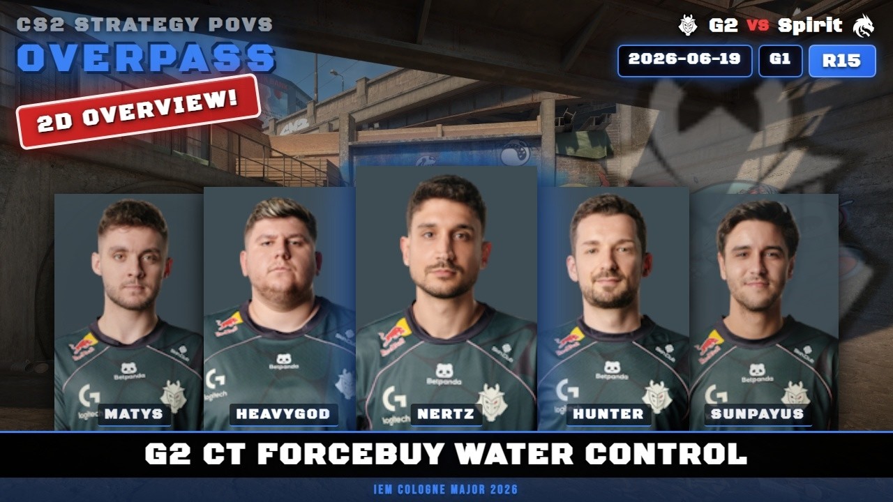 G2 CT ForceBuy Water Control vs Spirit - Overpass - IEM Cologne Major 2026