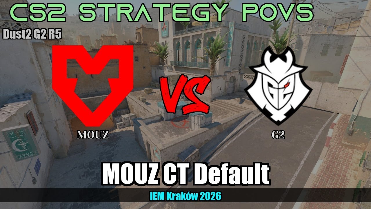 MOUZ CT Default, dealing B vs G2 - Dust2 - IEM Kraków 2026