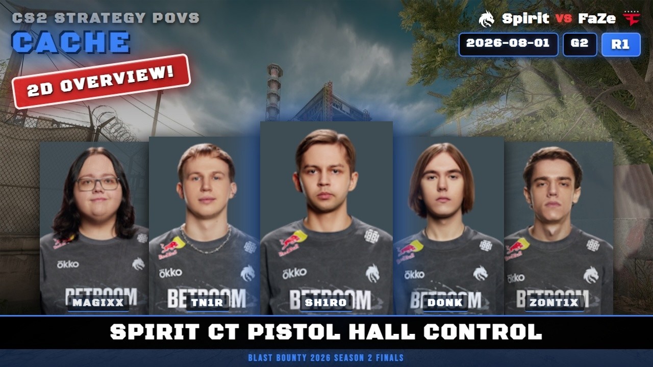 Spirit CT Pistol Hall Control vs FaZe - Cache - BLAST Bounty 2026 Season 2 Finals