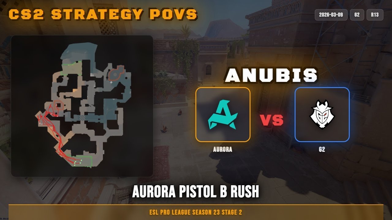 Aurora Pistol B Rush vs G2 - Anubis - ESL Pro League Season 23 Stage 2