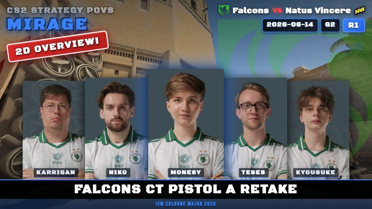 Falcons CT Pistol A Retake vs Natus Vincere - Mirage - IEM Cologne Major 2026