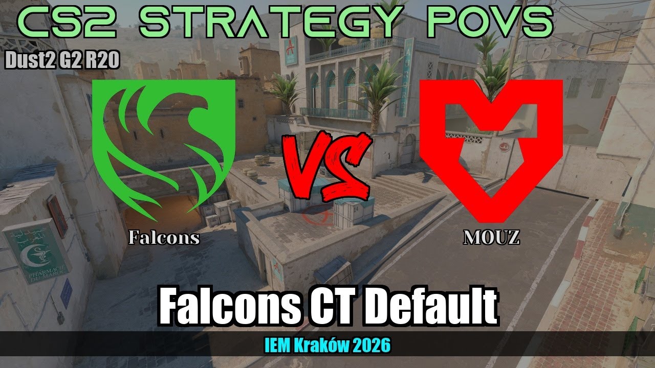 Falcons CT Default, dealing late long vs MOUZ - Dust2 - IEM Kraków 2026