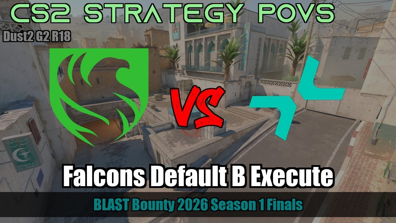 Falcons Default B Execute vs PARIVISION - Dust2 - BLAST Bounty 2026 Season 1 Finals