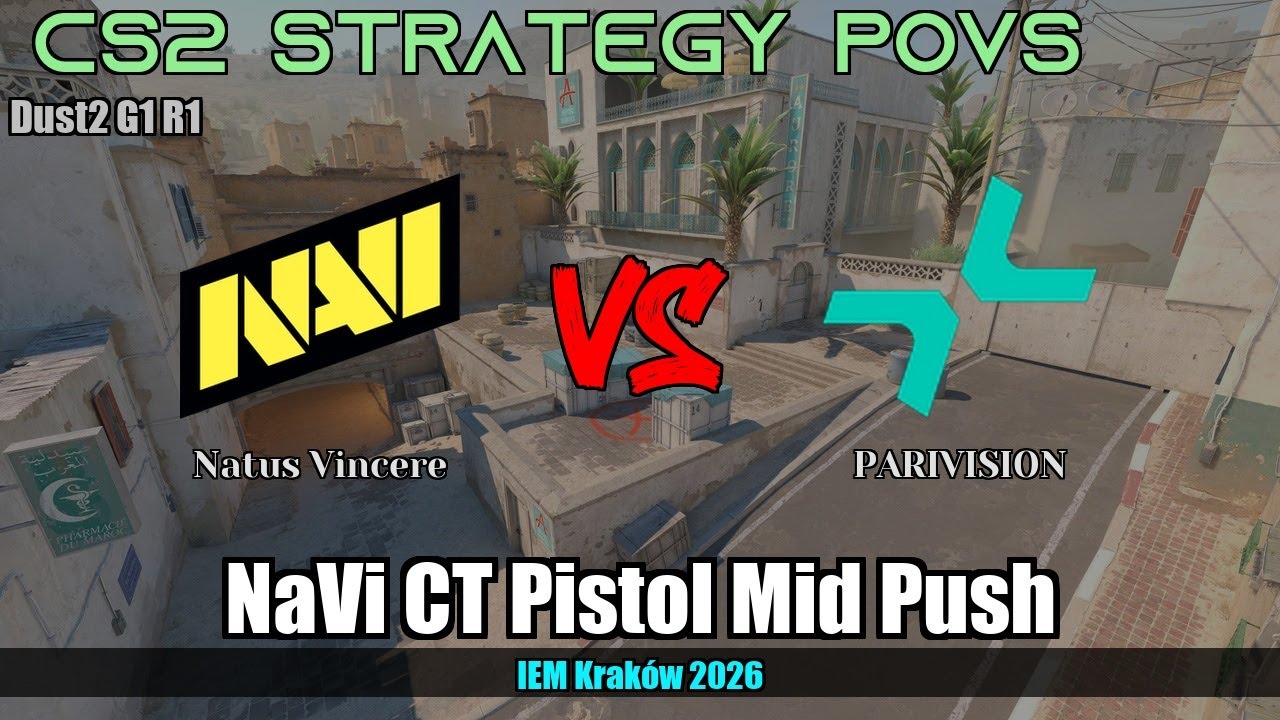 NaVi CT Pistol Mid Push vs Natus Vincere - Dust2 - IEM Kraków 2026