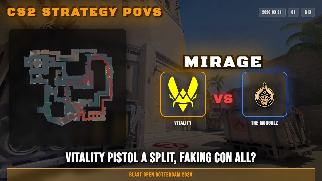 Vitality Pistol A Split, faking con all? vs The MongolZ - Mirage - BLAST Open Rotterdam 2026