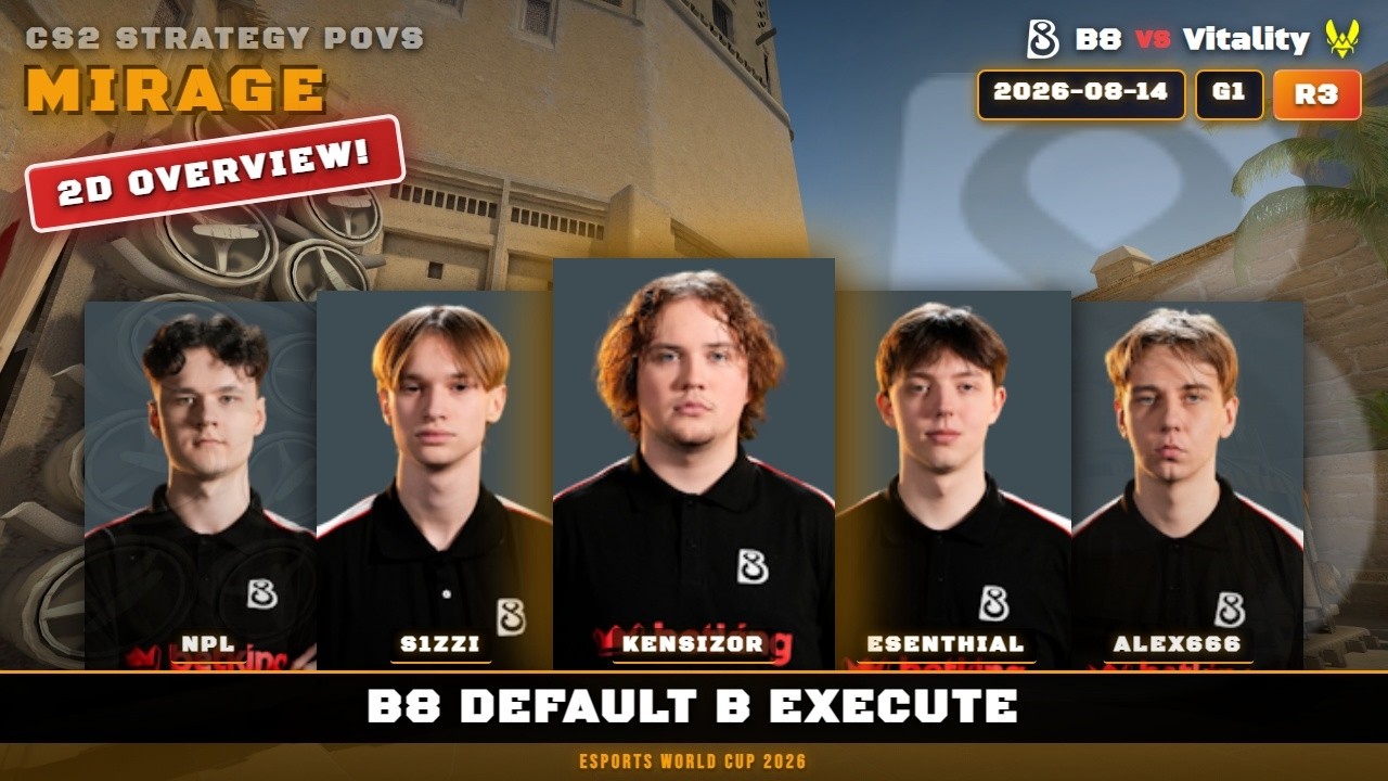 B8 Default B Execute vs Vitality - Mirage - Esports World Cup 2026