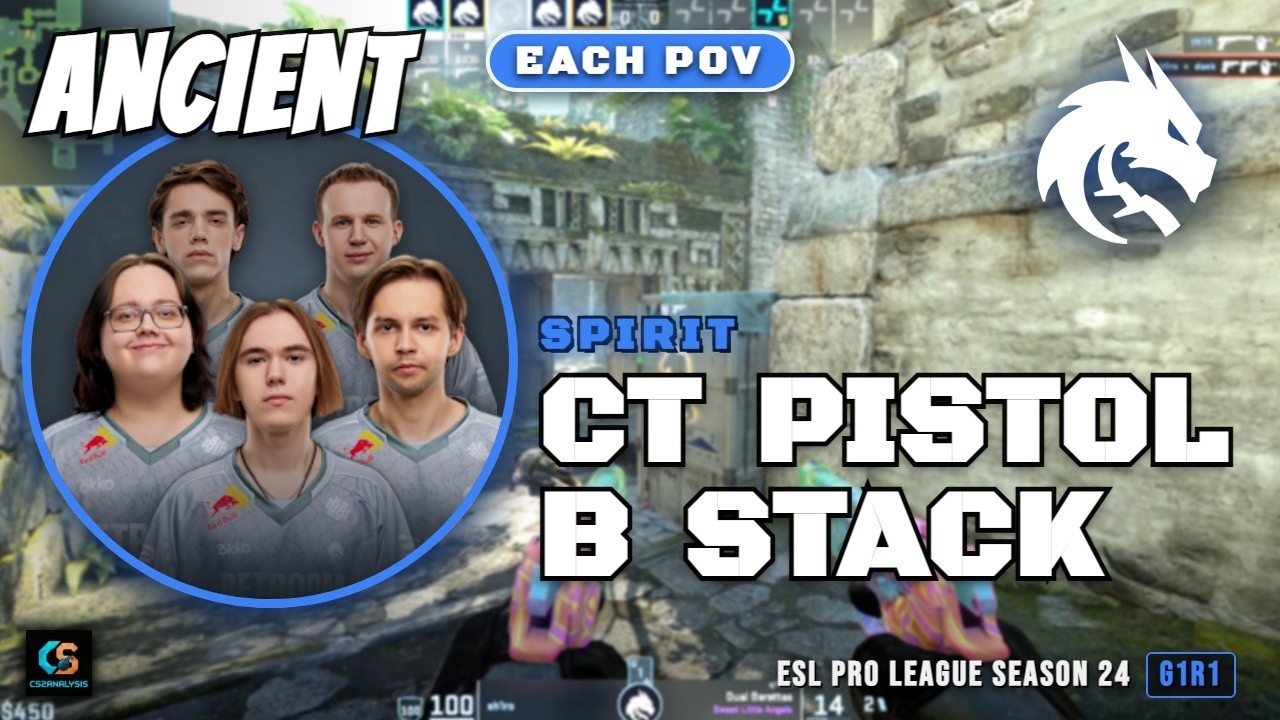 Spirit CT Pistol B Stack vs PARIVISION - Ancient - ESL Pro League Season 24