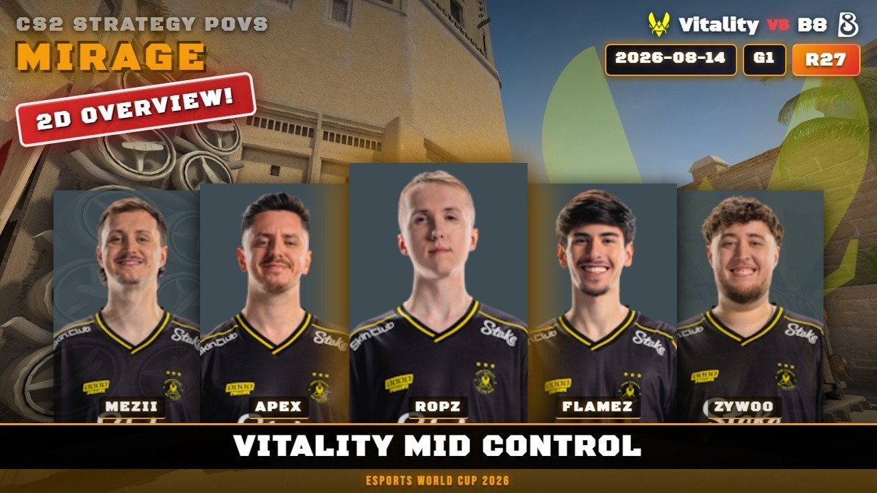 Vitality Mid Control vs B8 - Mirage - Esports World Cup 2026