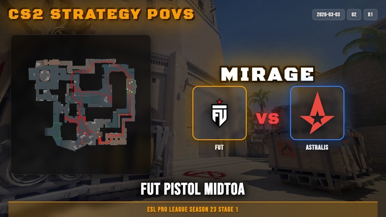 FUT Pistol MidToA vs Astralis - Mirage - ESL Pro League Season 23 Stage 1