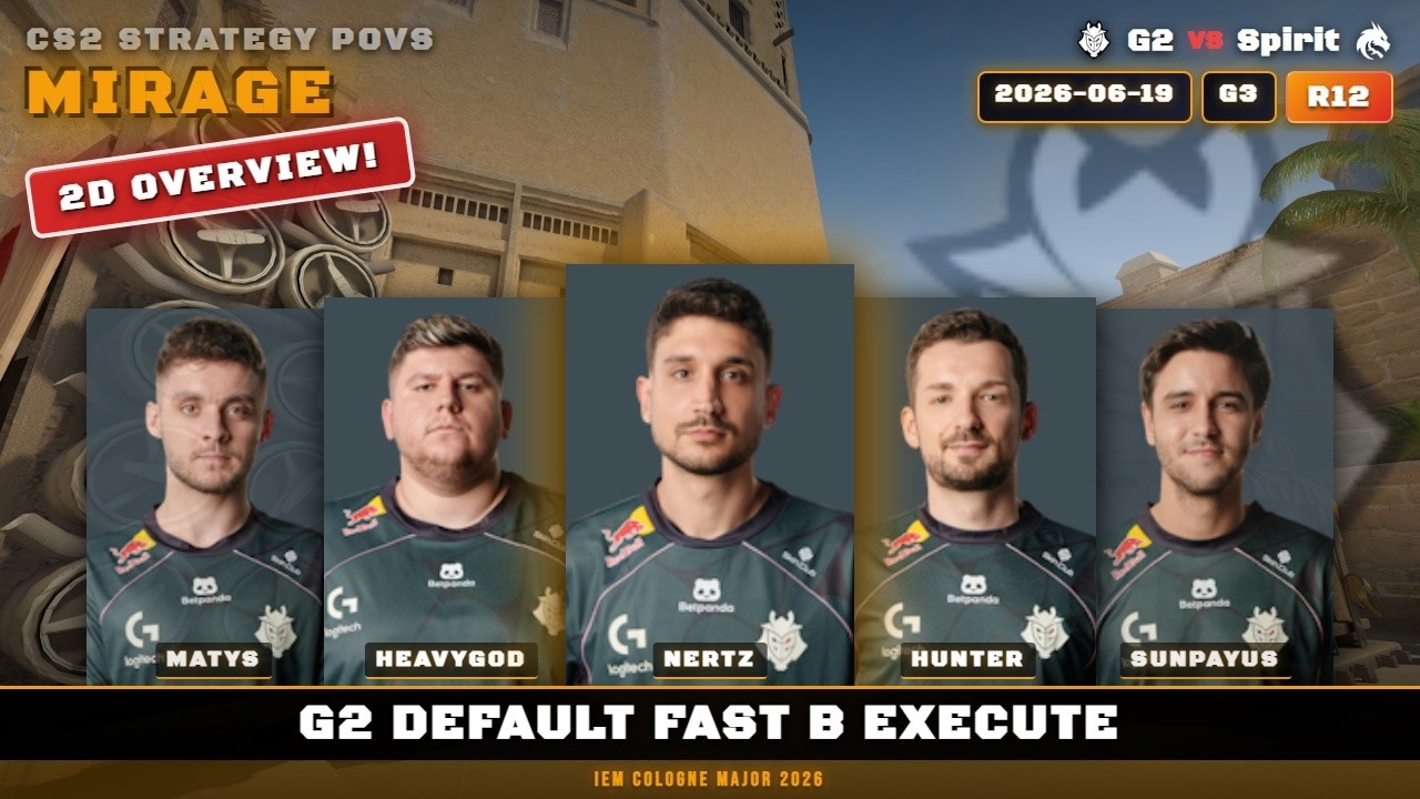 G2 Default Fast B Execute vs Spirit - Mirage - IEM Cologne Major 2026