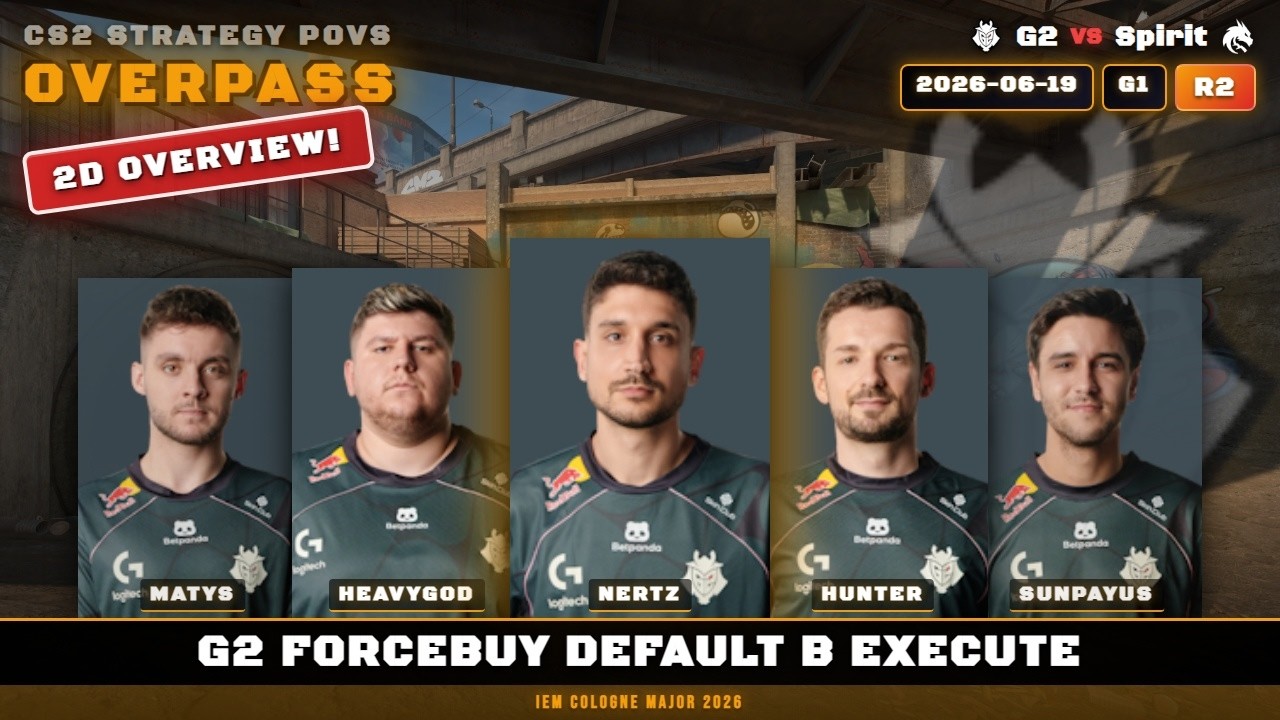 G2 ForceBuy Default B Execute vs Spirit - Overpass - IEM Cologne Major 2026