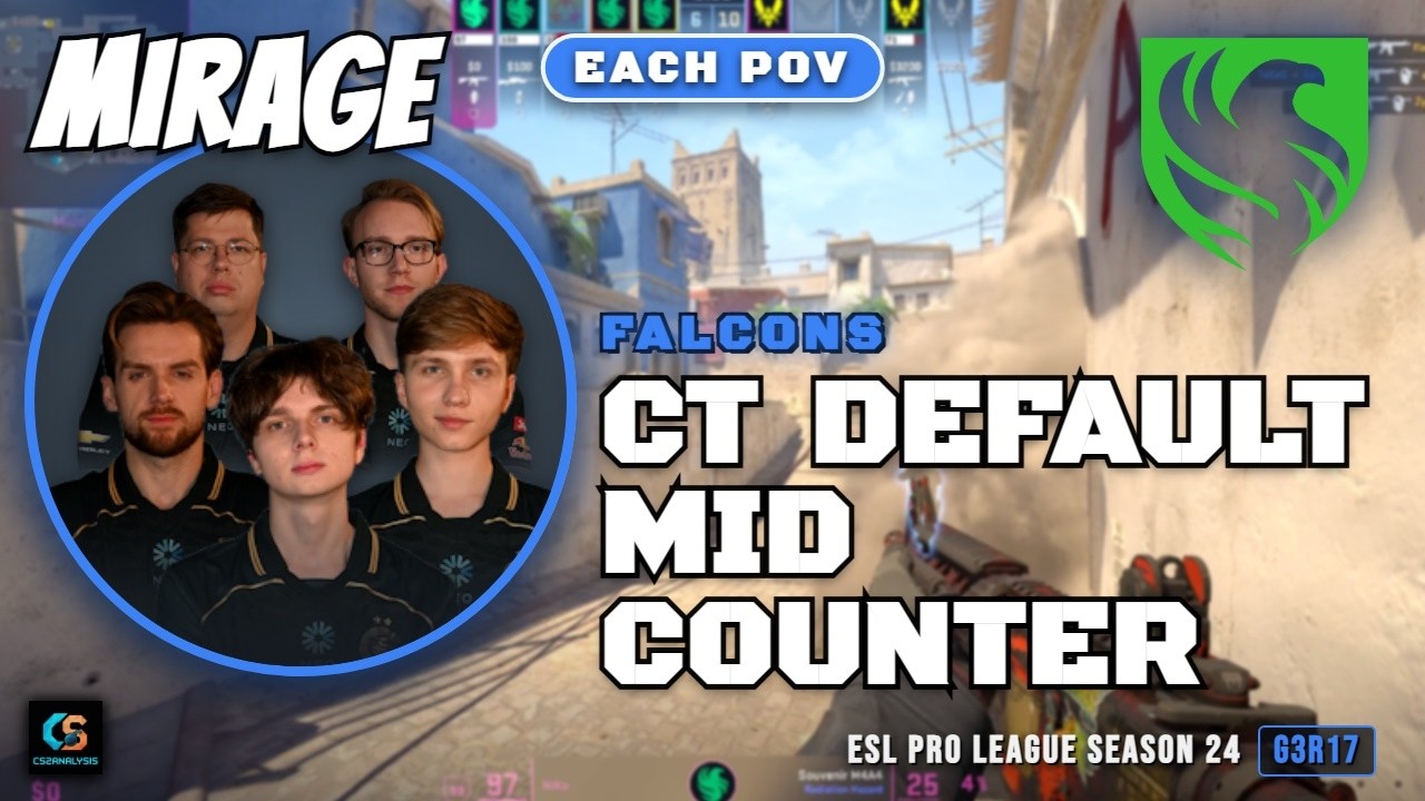 Falcons CT Default Mid Counter vs Vitality - Mirage - ESL Pro League Season 24