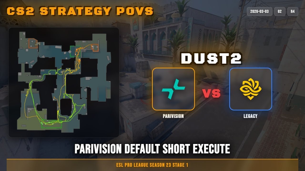 PARIVISION Default Short Execute vs Legacy - Dust2 - ESL Pro League Season 23 Stage 1