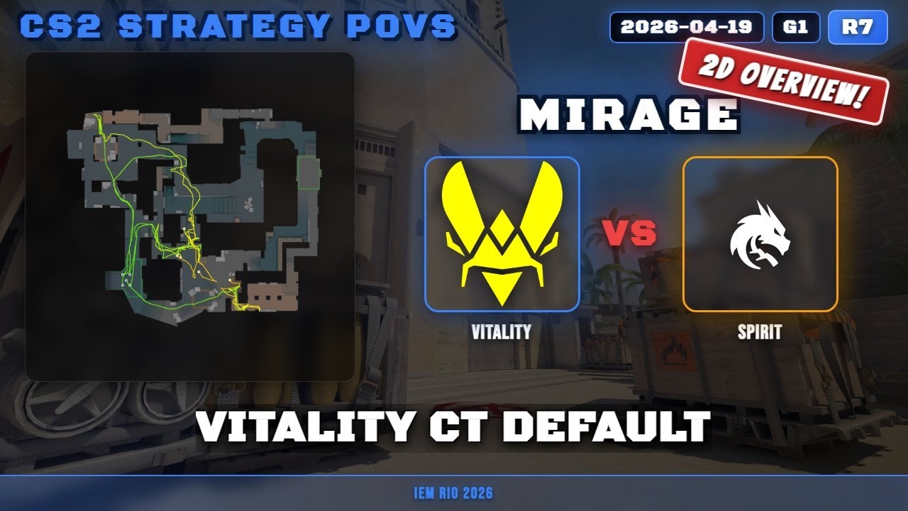 Vitality CT Default, dealing fast A split vs Spirit - Mirage - IEM Rio 2026