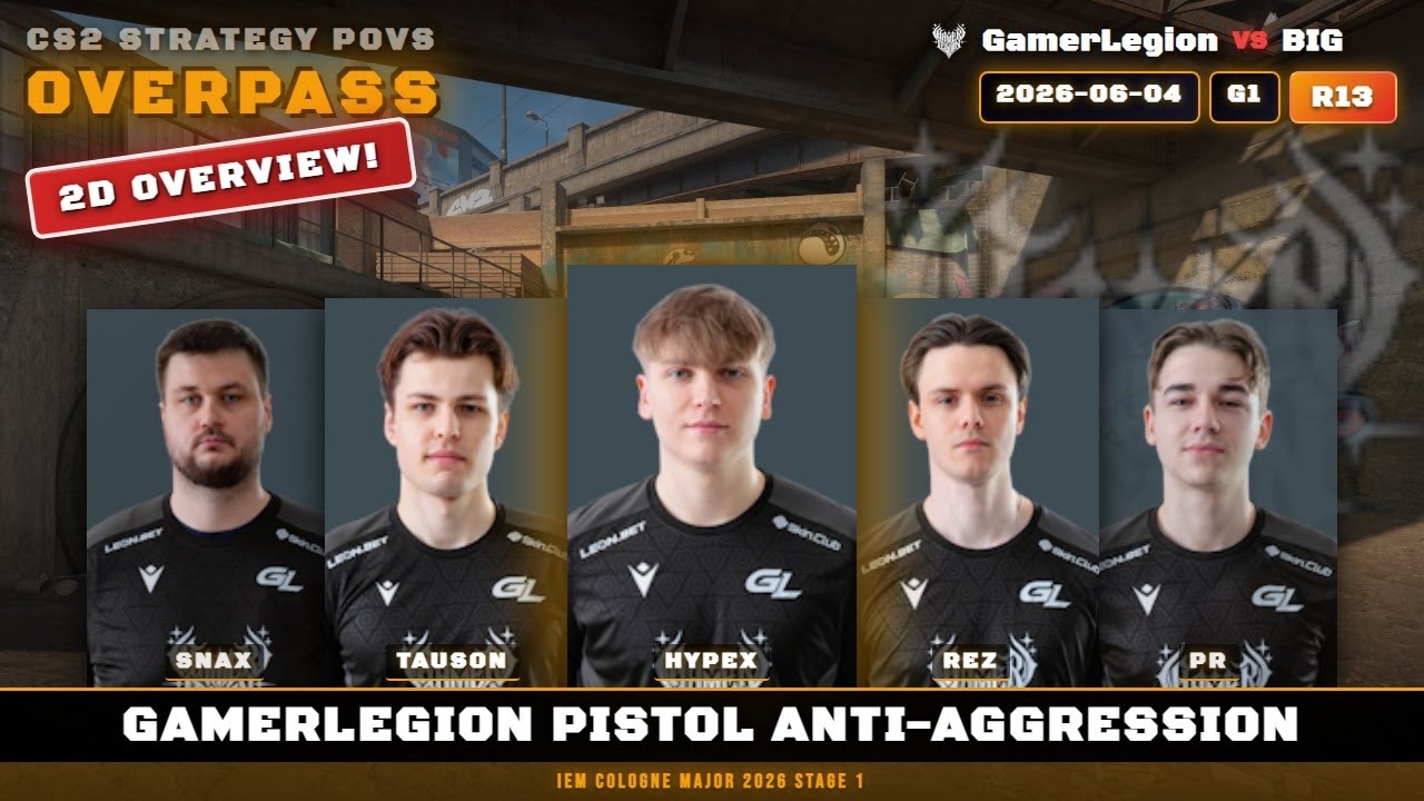 GamerLegion Pistol Anti-Aggression vs BIG - Overpass - IEM Cologne Major 2026 Stage 1