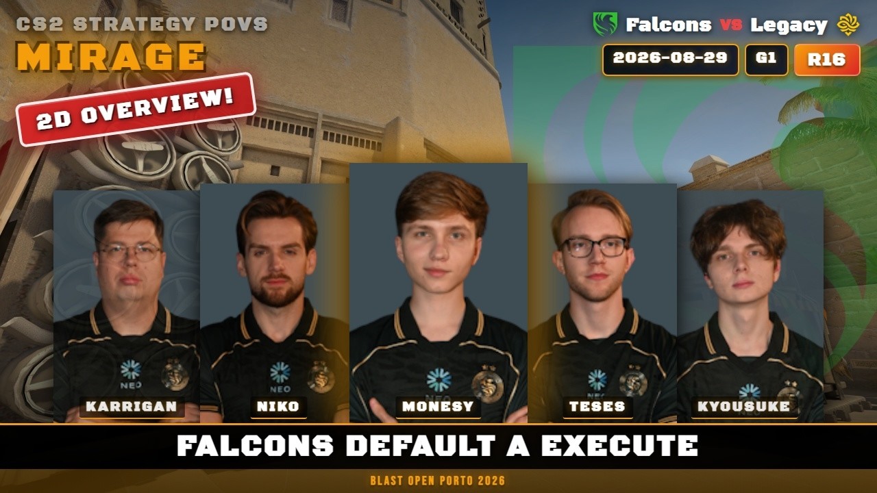 Falcons Default A Execute, intentional or mistake smokes? vs Legacy - Mirage - BLAST Open Porto 2026