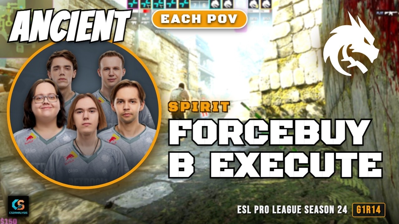 Spirit ForceBuy B Execute vs PARIVISION - Ancient - ESL Pro League Season 24
