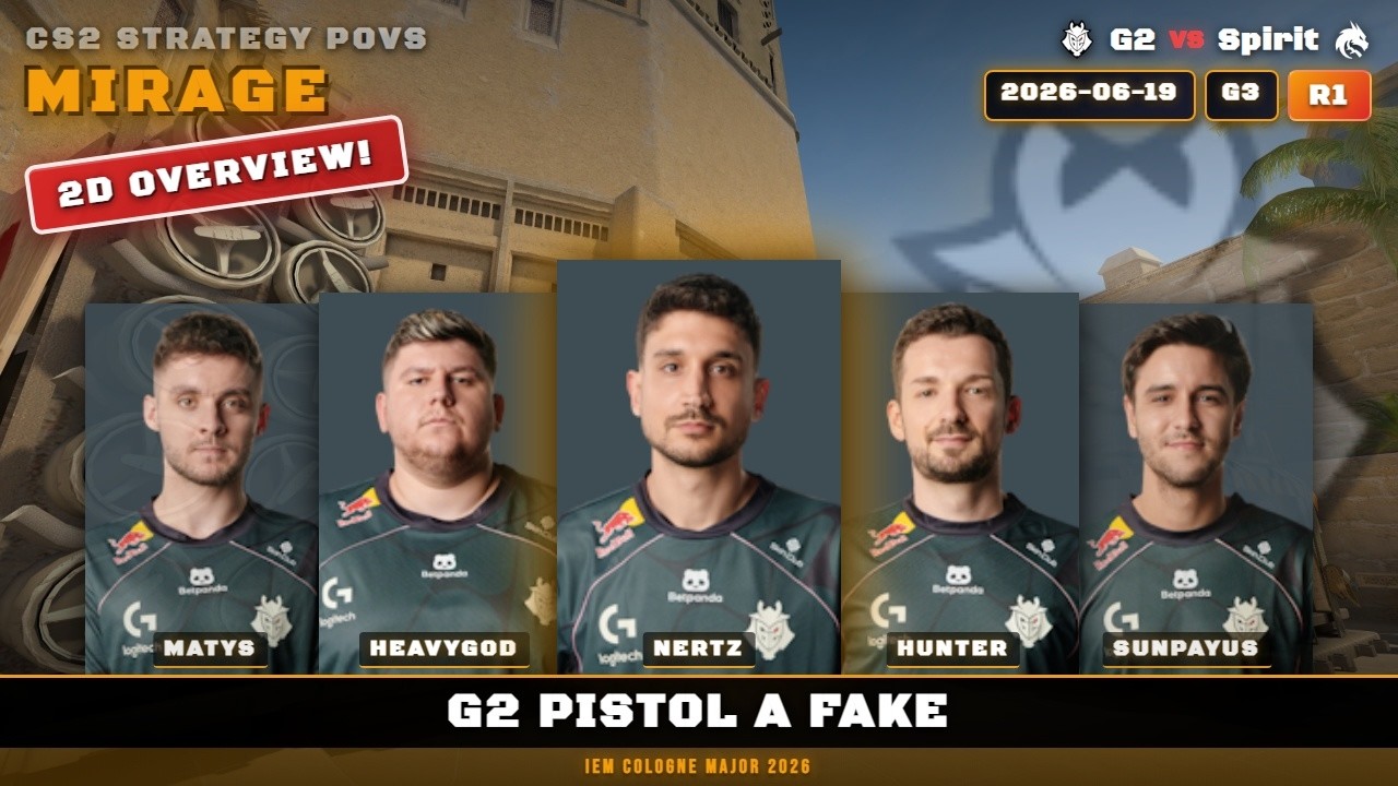 G2 Pistol A Fake vs Spirit - Mirage - IEM Cologne Major 2026