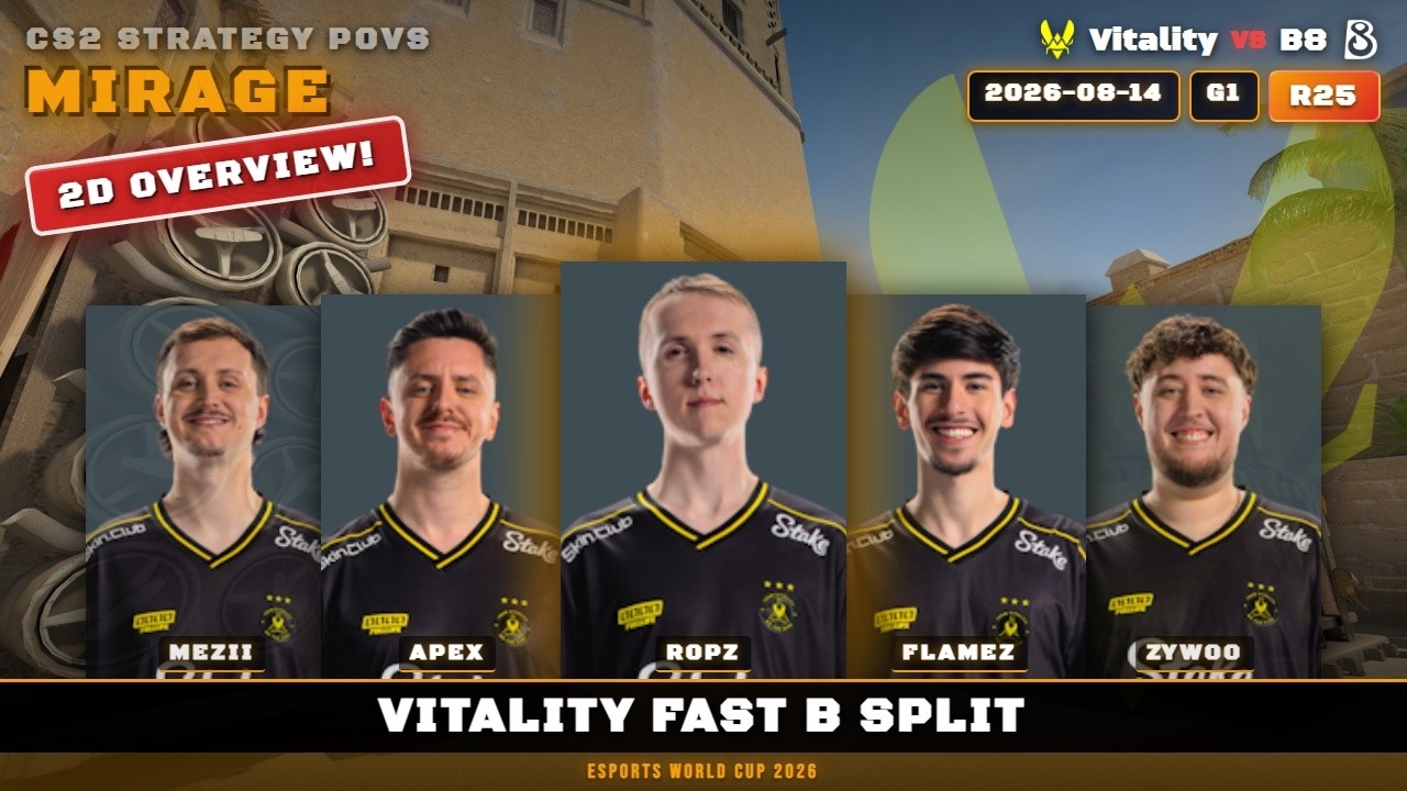 Vitality Fast B Split vs B8 - Mirage - Esports World Cup 2026