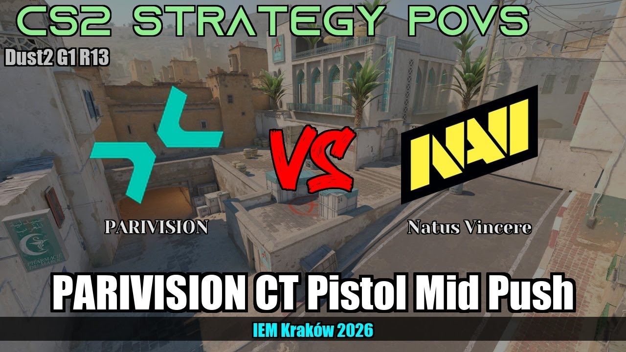 PARIVISION CT Pistol Mid Push vs Natus Vincere - Dust2 - IEM Kraków 2026