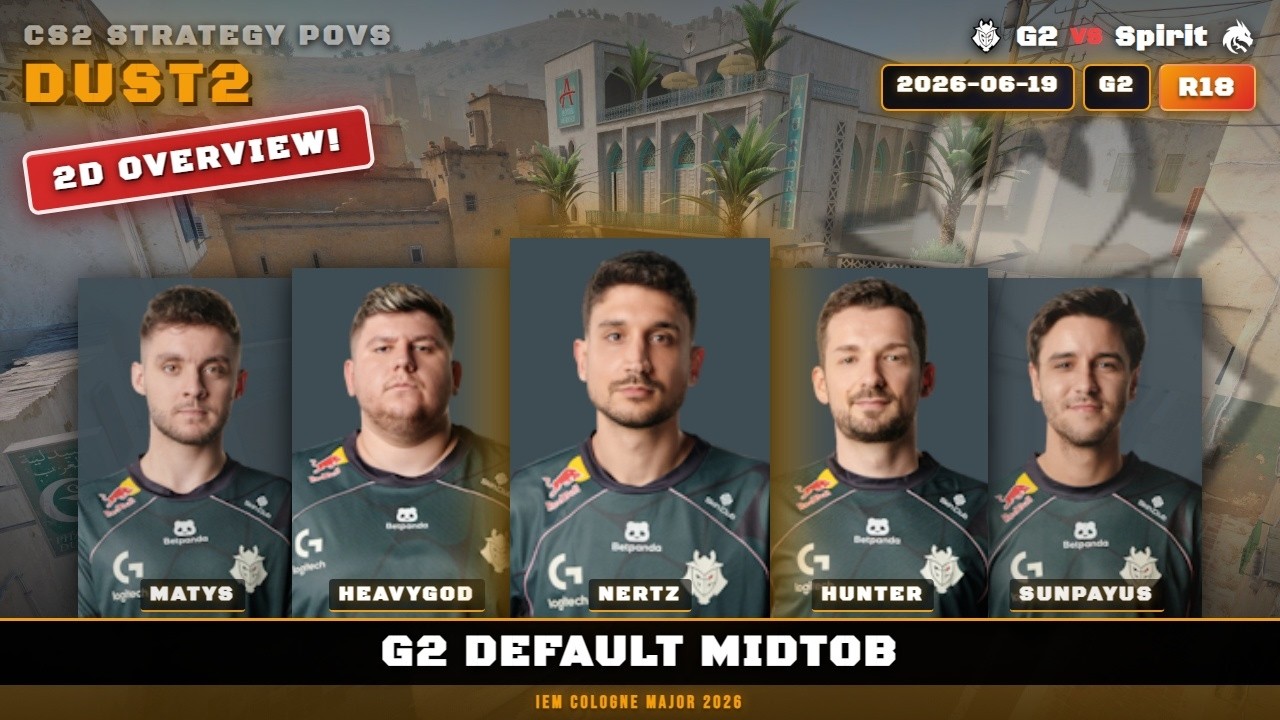 G2 Default MidToB vs Spirit - Dust2 - IEM Cologne Major 2026