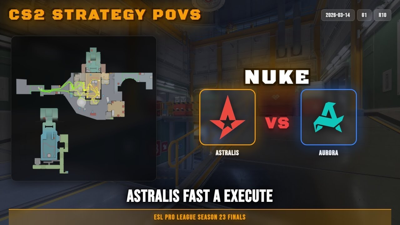 Astralis Fast A Execute vs Aurora - Nuke - ESL Pro League Season 23 Finals
