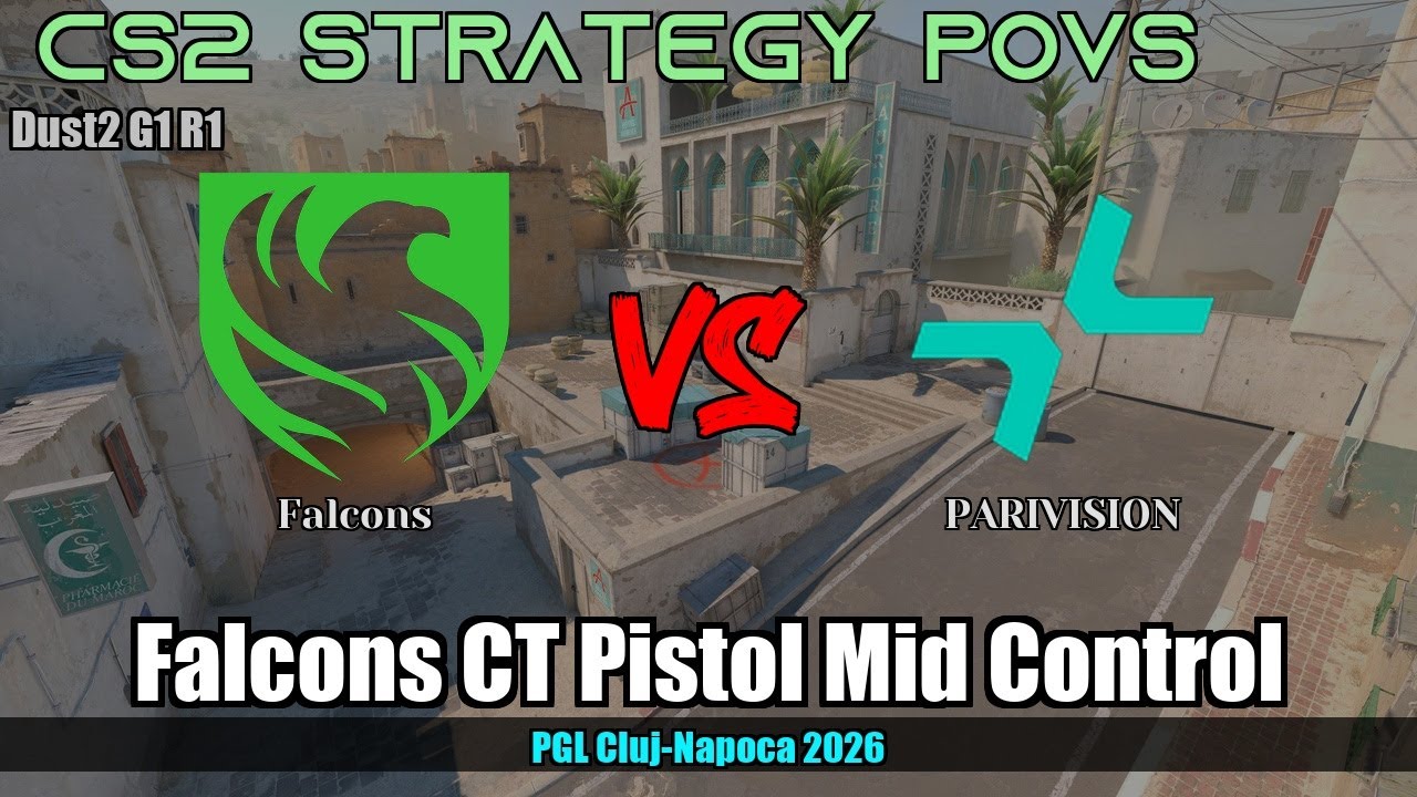Falcons CT Pistol Mid Control vs PARIVISION - Dust2 - PGL Cluj-Napoca 2026