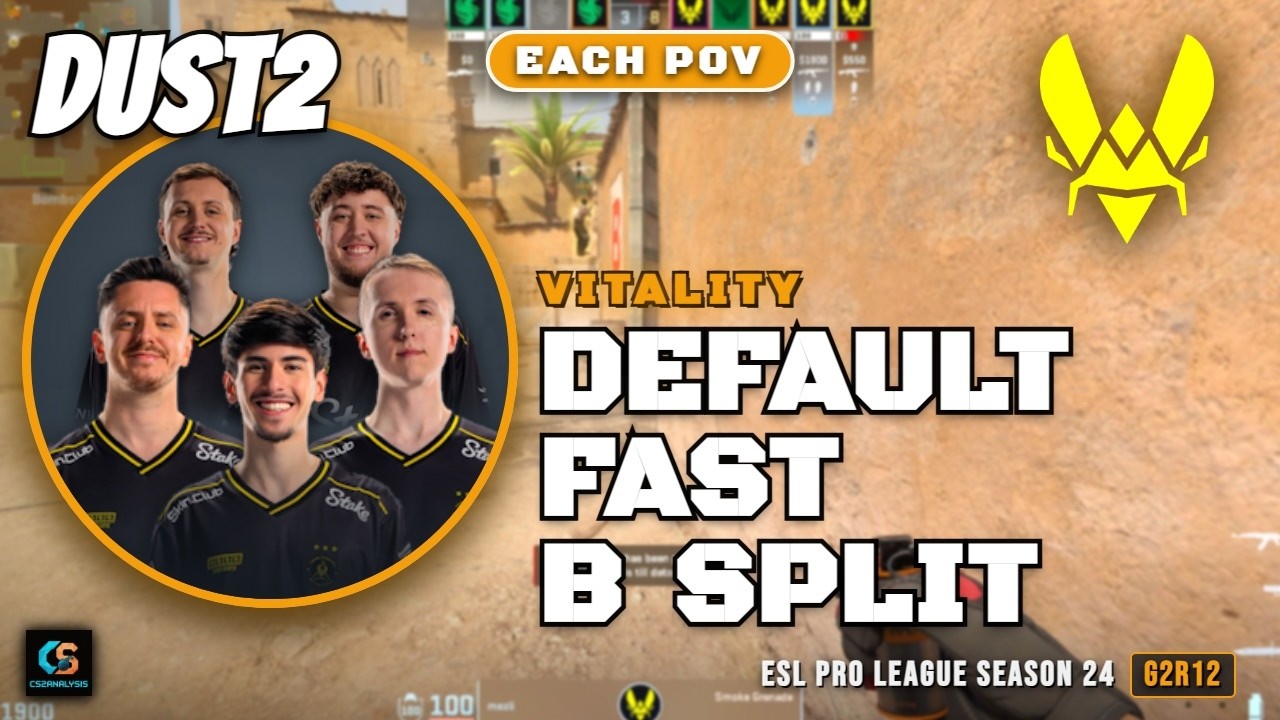 Vitality Default Fast B Split vs Falcons - Dust2 - ESL Pro League Season 24