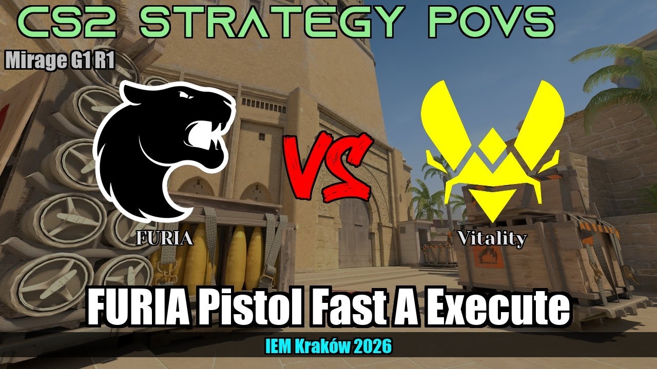 FURIA Pistol Fast A Execute vs Vitality - Mirage - IEM Kraków 2026