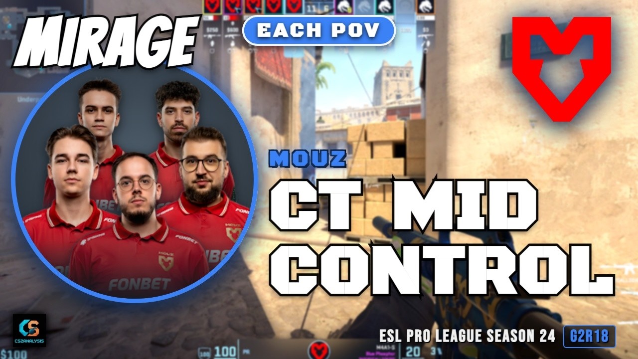 MOUZ CT Mid Control vs Spirit - Mirage - ESL Pro League Season 24