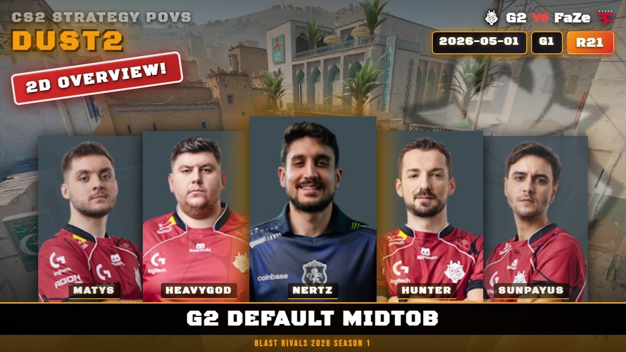 G2 Default MidToB vs FaZe - Dust2 - BLAST Rivals 2026 Season 1