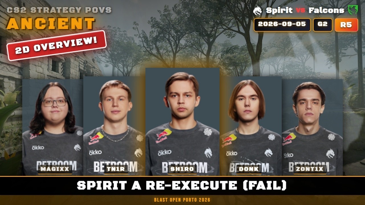 Spirit A Re-execute (fail) vs Falcons - Ancient - BLAST Open Porto 2026