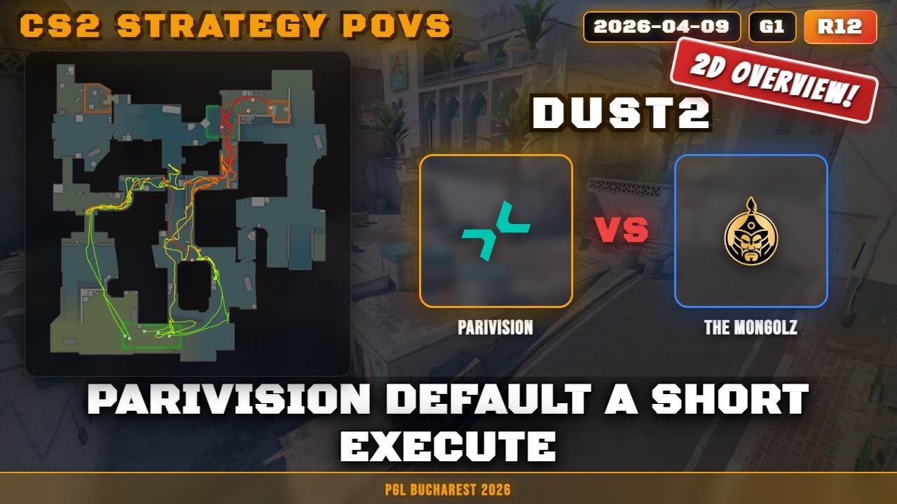 Parivision Default A Short Execute vs The MongolZ - Dust2 - PGL Bucharest 2026