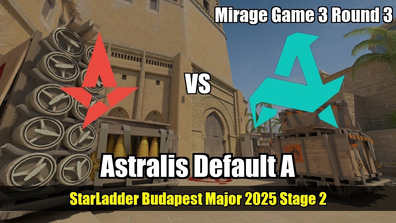 Astralis Default A, rotation to B vs Aurora - Mirage - StarLadder Budapest Major 2025 Stage 2