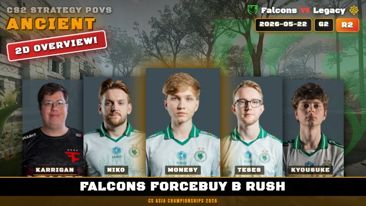 Falcons ForceBuy B Rush vs Legacy - Ancient -  CS Asia Championships 2026