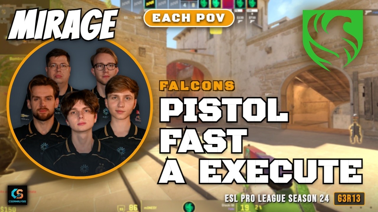 Falcons Pistol Fast A Execute vs Natus Vincere - Mirage - ESL Pro League Season 24