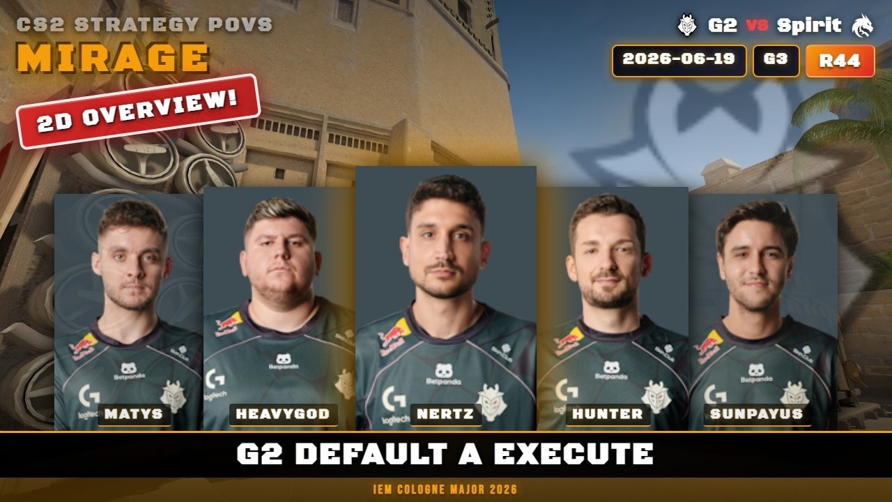 G2 Default A Execute vs Spirit - Mirage - IEM Cologne Major 2026