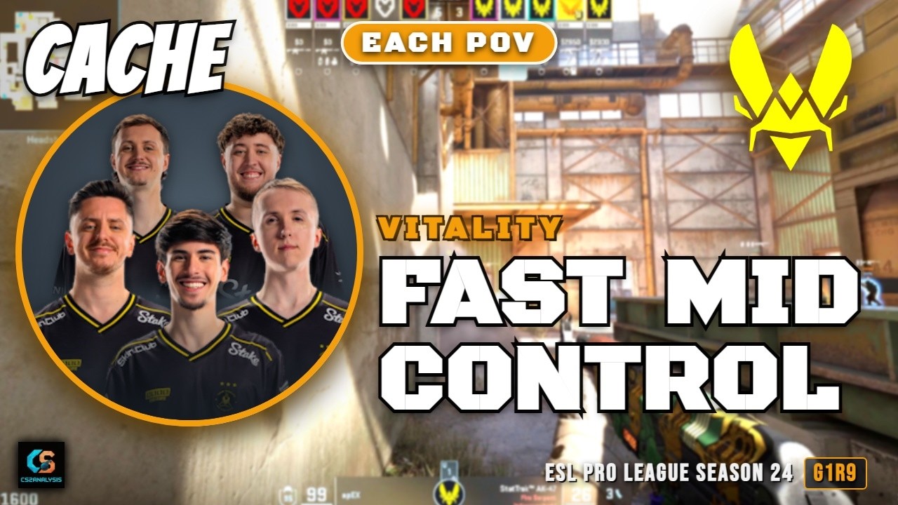 Vitality Fast Mid Control vs MOUZ - Cache - ESL Pro League Season 24