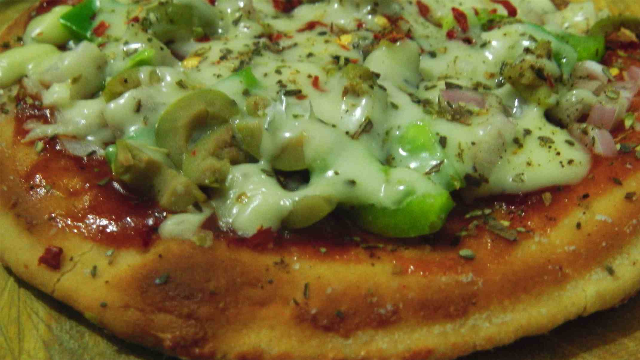 Veg Pizza | With Dough - Eggless Baking without oven!!
