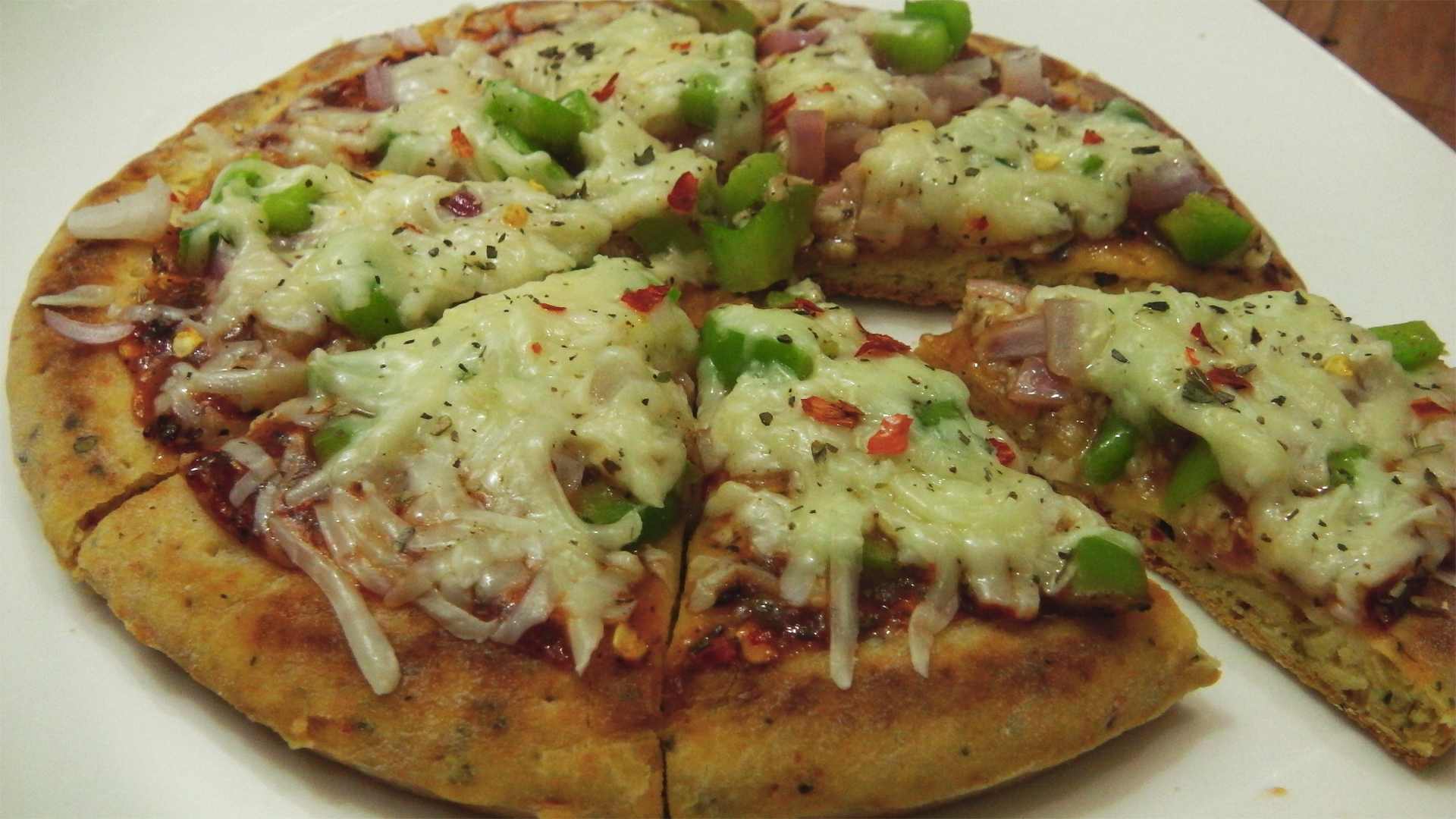 Pizza without Oven, Yeast. Instant Pizza - Eggless Baking Without Oven