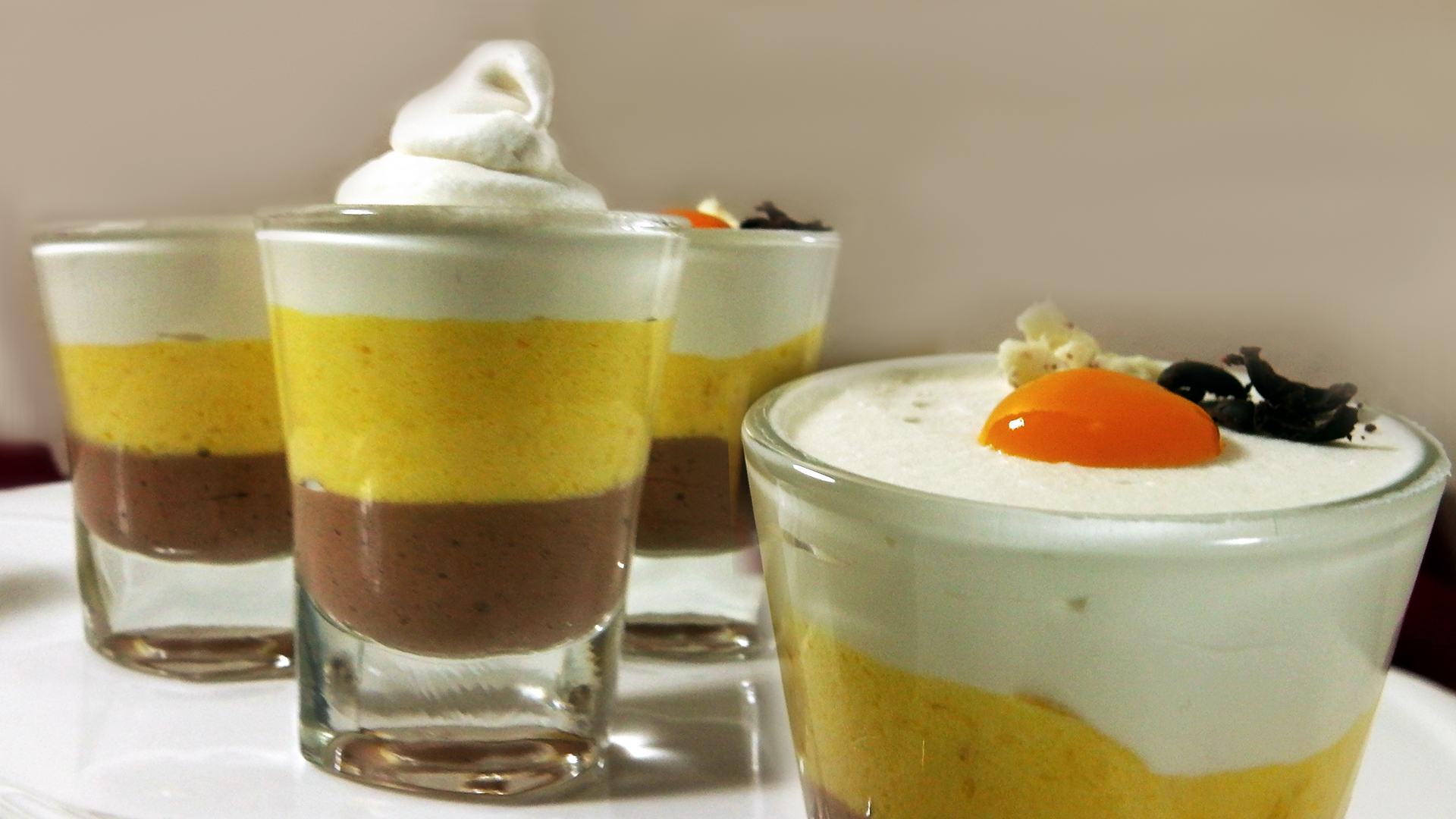 Triple Layered Mousse - Dark Chocolate, Mango, White Chocolate | Quick, Easy | Eggless Recipes