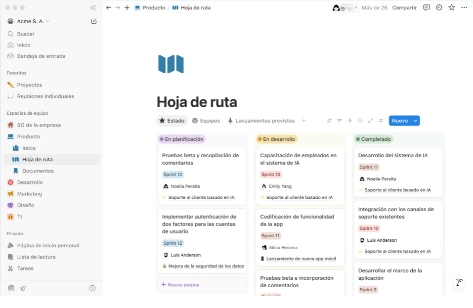 Notion hoja de ruta