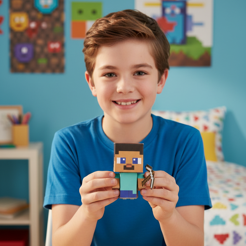 Minecraft Steve Cuble Mini CUBLES buildable figure product shot