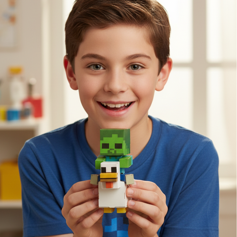 Minecraft Chicken Jockey Mini CUBLES buildable figure product shot