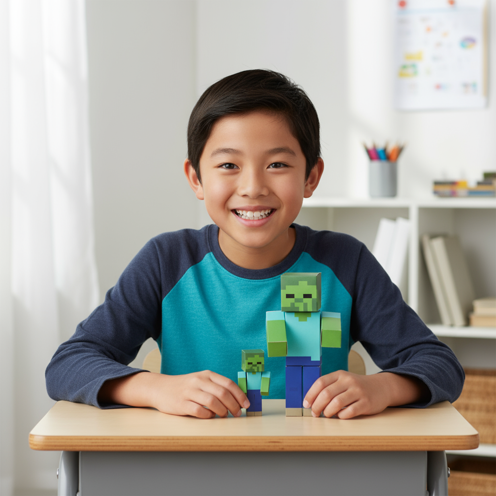 Minecraft Zombie & Baby Zombie CUBLES buildable figure product shot