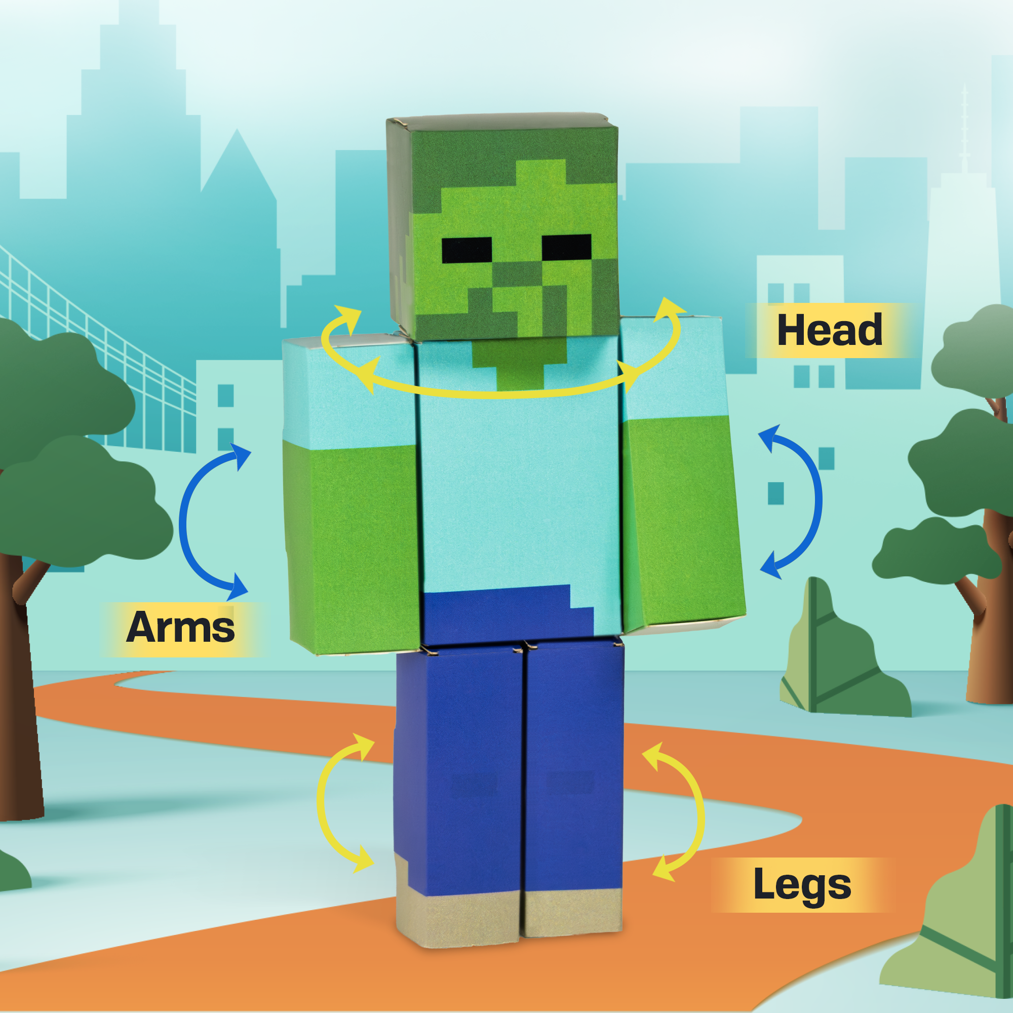 Minecraft Zombie & Baby Zombie CUBLES character in action activity shot