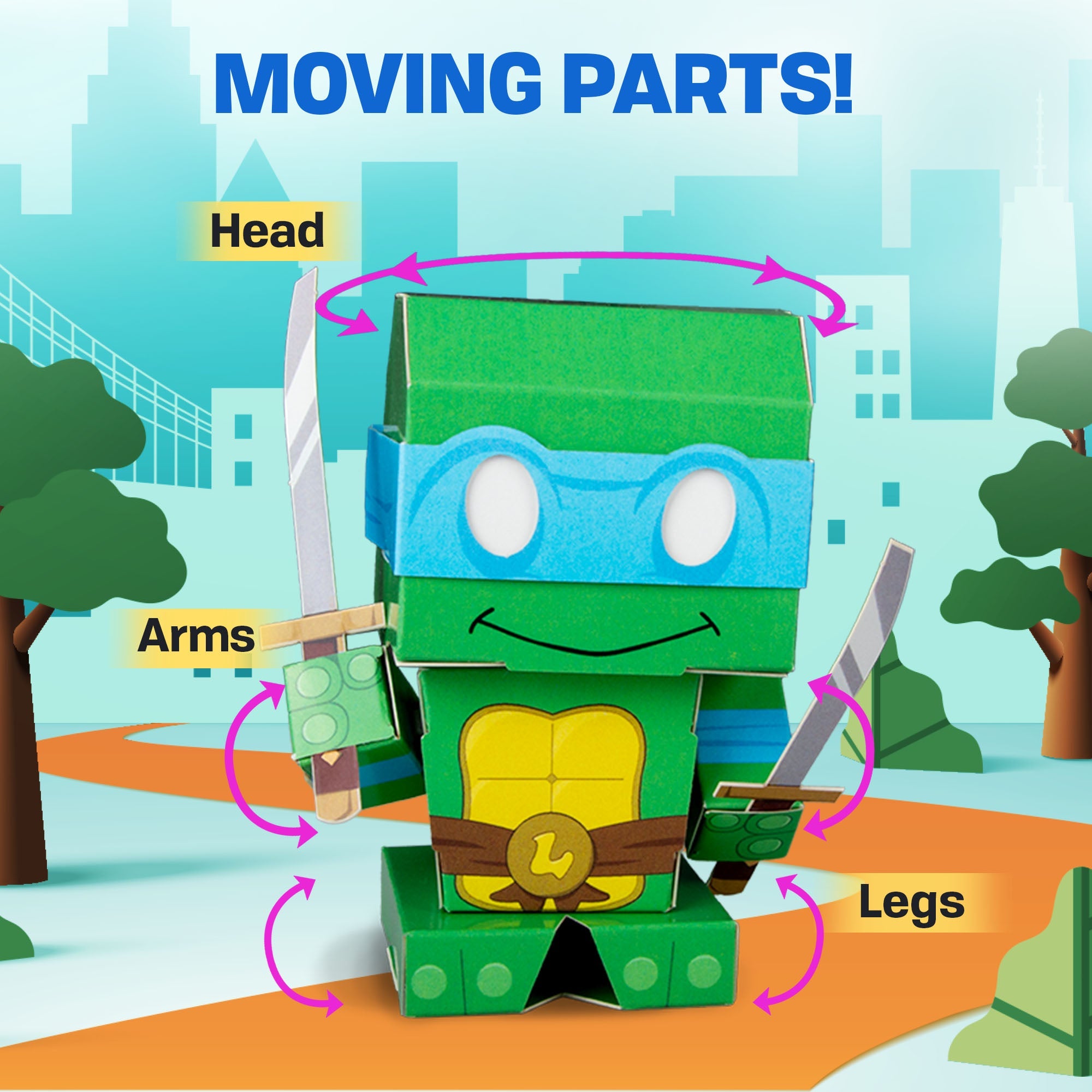 TMNT | Leonardo Cuble CUBLES moveable parts diagram showing poseable joints