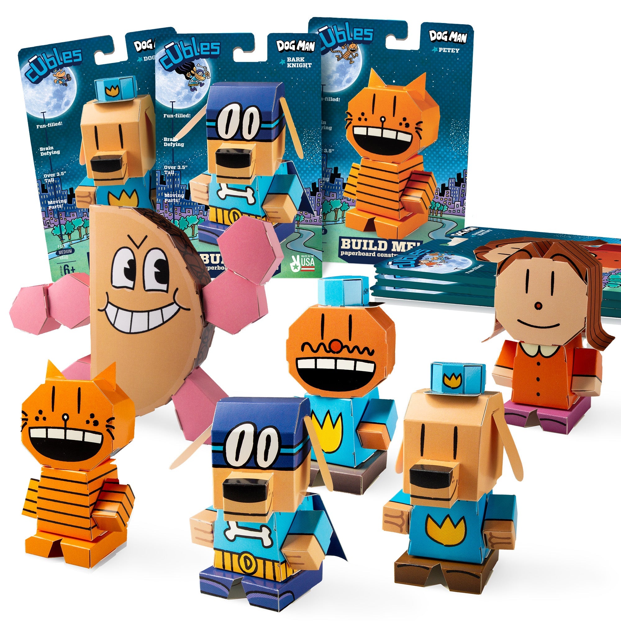 Dog Man Series Group Party Pack (Includes 6 Dog Man series CUBLES) CUBLES buildable figure product shot