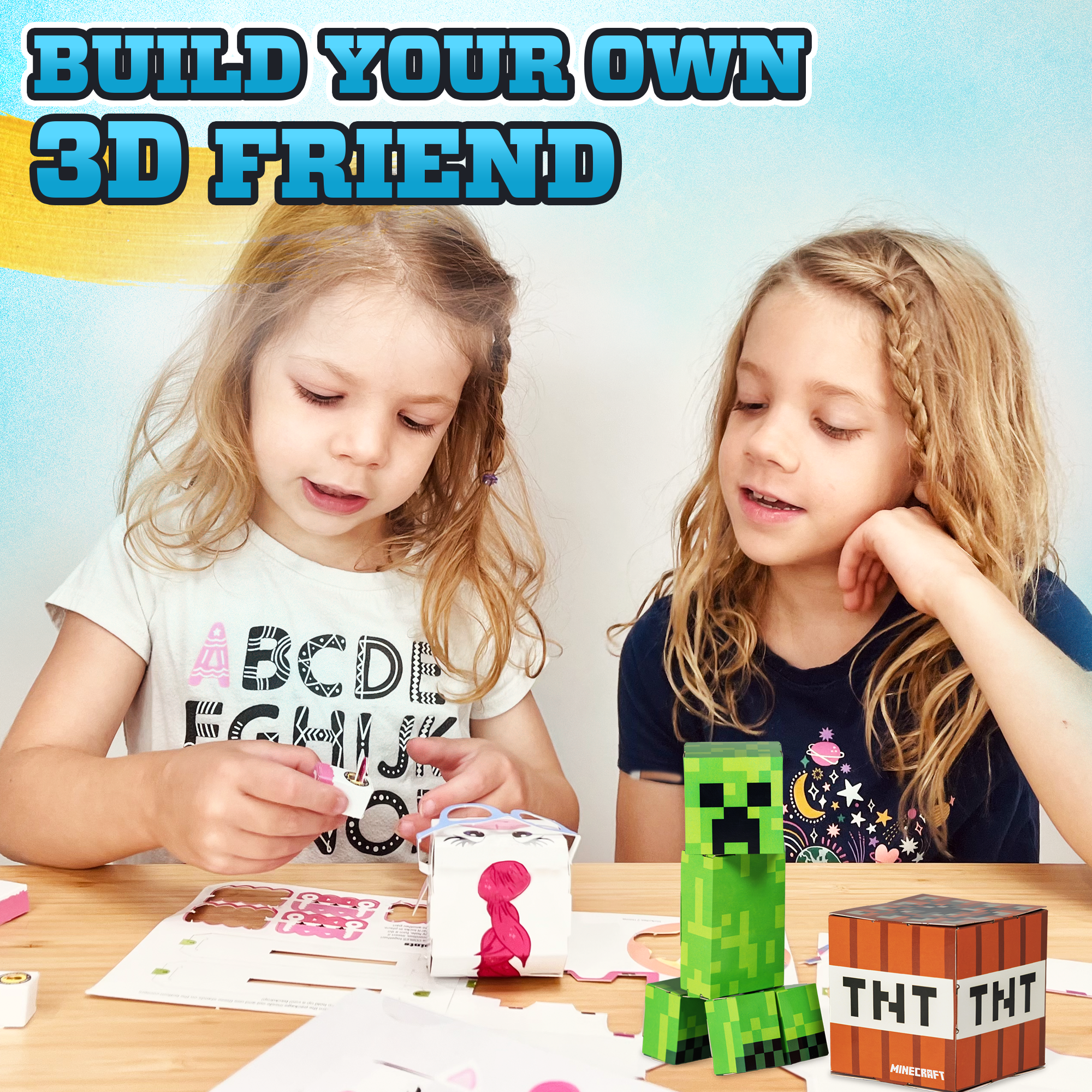 Minecraft 3-Pack CUBLES — Creeper product packaging flat-pack design